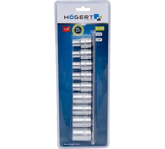 Набор торцевых головок Torx (9 шт; Е10-Е24; 1/2) HOEGERT TECHNIK HT1A880