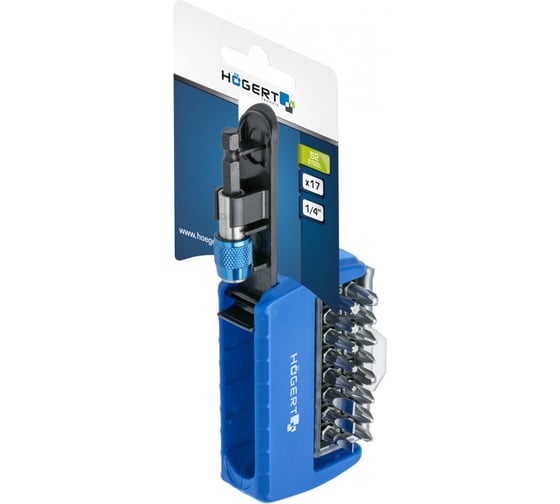 Набор бит с битодержателем 1/4, SL, PH, PZ, Torx, 17 шт. HOEGERT TECHNIK HT1S401
