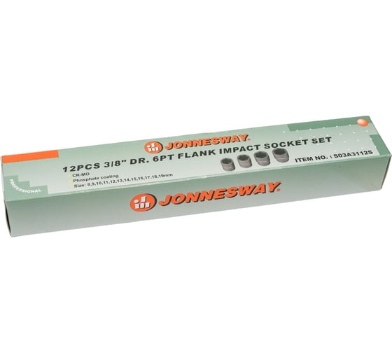 Набор ударных торцевых головок 12 предметов (3/8"DR 8-19 мм) Jonnesway S03A3112S