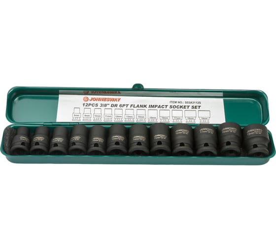 Набор ударных торцевых головок 12 предметов (3/8"DR 8-19 мм) Jonnesway S03A3112S