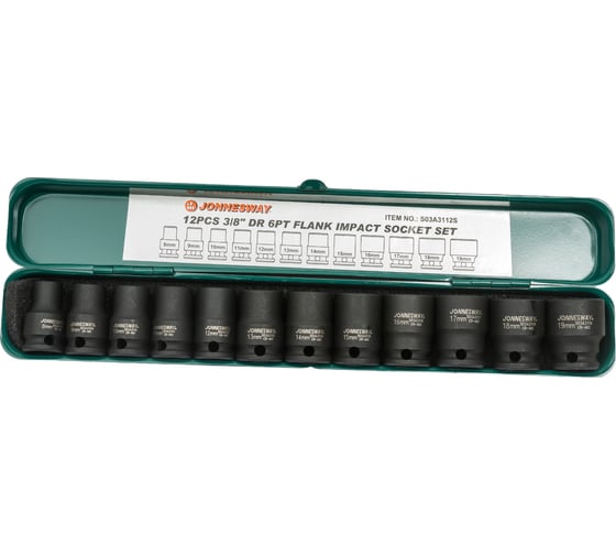 Набор ударных торцевых головок 12 предметов (3/8"DR 8-19 мм) Jonnesway S03A3112S