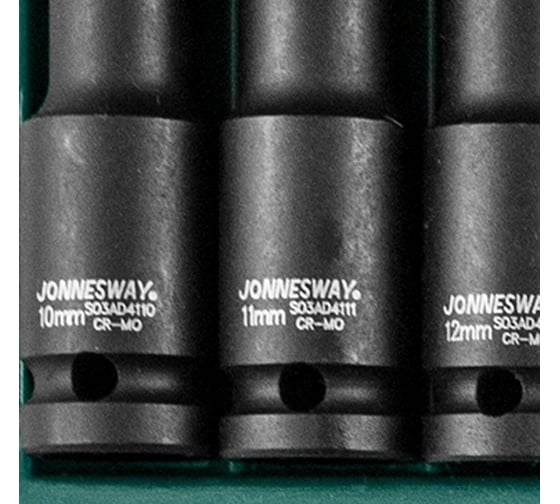 Набор торцевых головок ударных глубоких 11 предметов (1/2"DR 10-24 мм) Jonnesway S03AD4111S