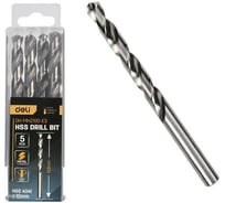 Сверло по металлу Deli 10мм, 5 шт DH-MHZ100-E3 сталь HSS 4341, угол заточки 135 град, пласт. кейс 196858