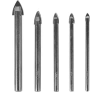 Набор сверл по стеклу/керамике/кафелю DELI 5 шт DH-CZZ005-ED1 (4,5,6,8,10 мм), YG6X, цилиндрический хвостовик, кейс 177299