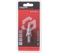 Сверло по металлу ступенчатое спиральное GREPP 5 ступеней,4-12 мм,6-ти гранн.хвост. /200/50 207-0001