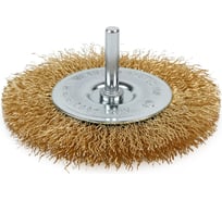 Щетка дисковая прямая для дрели Deli 100мм DH-GSS100-E4 латунированная, толщина проволоки 0.3мм, хвостовик 6мм, макс. 4500 об/мин 170553