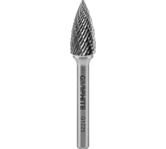 Фреза по металлу твердосплавная HM G парабола 12x25 мм, хвостовик 6x45 мм GRAPHITE 55H375 1