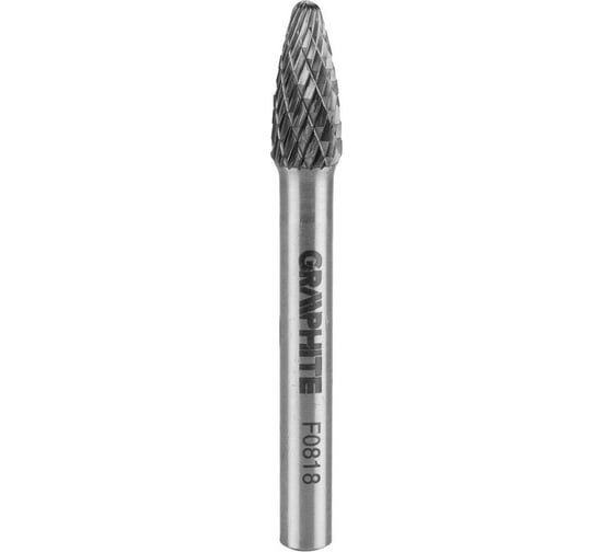 Фреза по металлу твердосплавная HM тип F парабола 8x18 мм, хвостовик 6x45 мм GRAPHITE 55H370 1