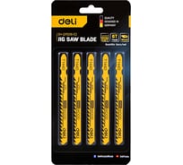 Пилки для электролобзика по дереву DELI T144D (5шт) DH-QJT006-E2 (6TPI, 74мм) 177365