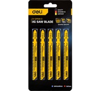 Пилки для электролобзика по дереву DELI T111C (5шт) DH-QJT008-E1 (8TPI, быстрый рез) 177368