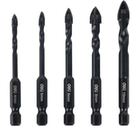 Набор сверл по стеклу, керамике, кафелю Deli 5шт DH-CZZ005-ED2 (4,5,6,8,10 мм), YG6X, шестигранный хвостовик 1/4HEX, кейс 177301