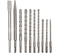 Набор буров и долот SDS Plus Deli для перфоратора (10 предметов) DH-YCZ010-EH1 (буры 6,8,10x160; 8, 10, 12, 14, 16x210; долота 14x250, 14x250x20) 192936