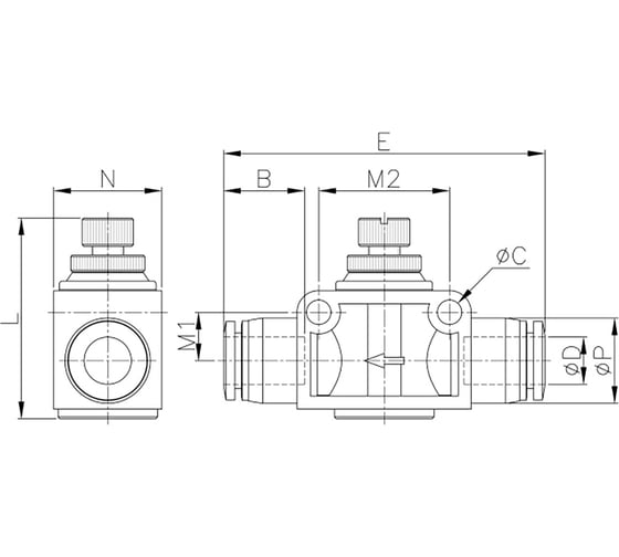 Дроссель с обратным клапаном 10 мм CDC Pneumatics NSF10