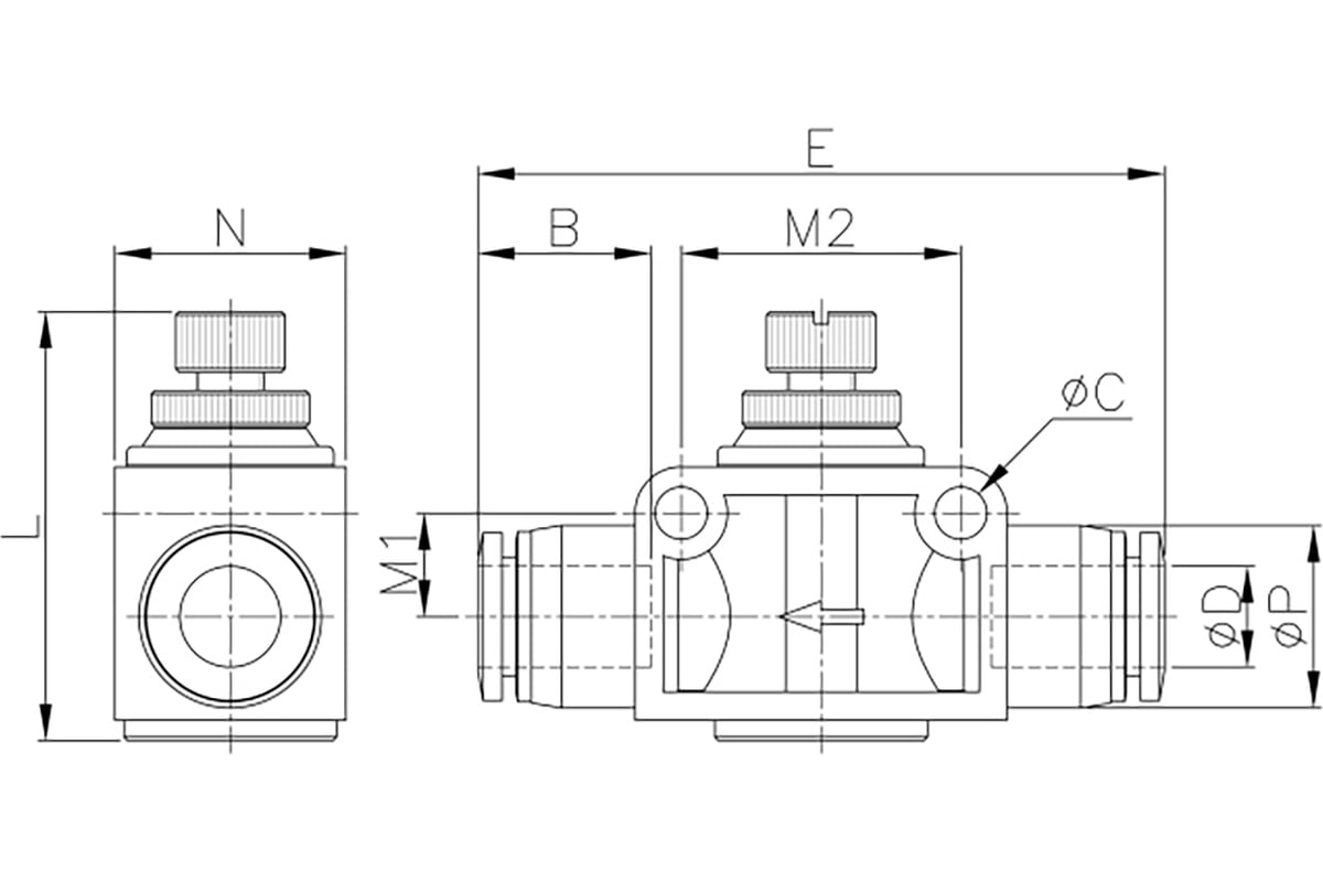  с обратным клапаном 8 мм CDC Pneumatics NSF08 - выгодная цена .