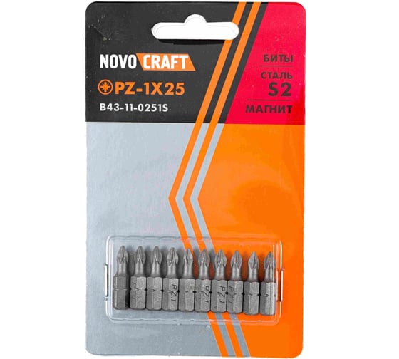 Биты в слайдере (10 шт; PZ1; 25 мм; s2) NOVOCRAFT В43-11-0251S