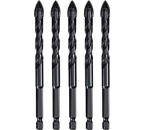 Набор сверл по стеклу, керамике, кафелю Deli (12мм, 5шт) DH-CZZ012-E1 YG6X, шестигранный хвостовик 1/4HEX, кейс 177310