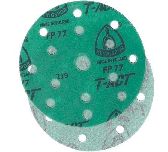 Шлифовальный круг на липучке и пленочной основе Klingspor FP77K 150 мм, 15 отверстий, Р2000 (100 штук) 353130-100 1