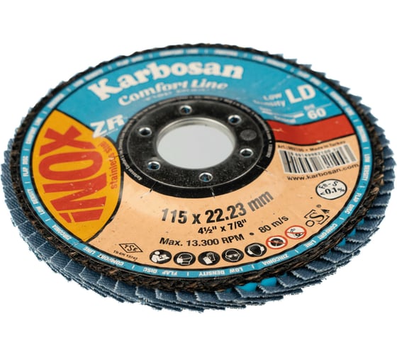 Диск лепестковый Inox (115х22 мм; Р60) Karbosan KAR-982100