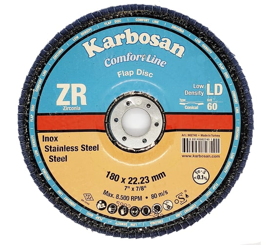 Диск лепестковый INOX 180х22 мм низкой плотности Karbosan KAR-982740