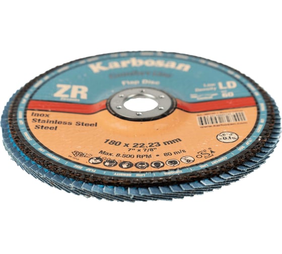 Диск лепестковый INOX 180х22 мм низкой плотности Karbosan KAR-982740