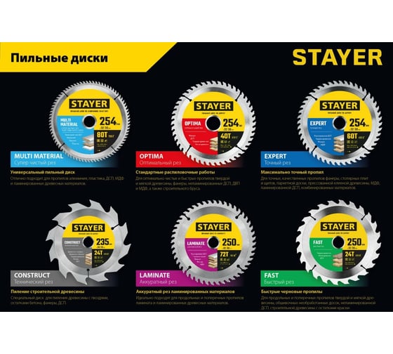 Пильный диск по ламинату STAYER Laminate 180x30/20 мм, 56Т, аккуратный рез 3684-180-30-56_z01