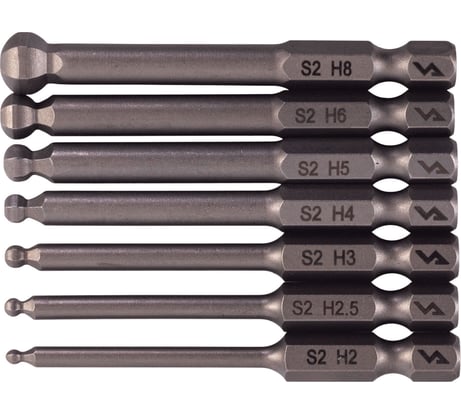 Набор бит VIRA HEX 65 мм, со сферической головкой, 7 шт 303250