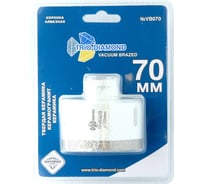 Коронка алмазная по керамограниту TRIO-DIAMOND 70 мм, m14, Vacuum Brazed, VB070