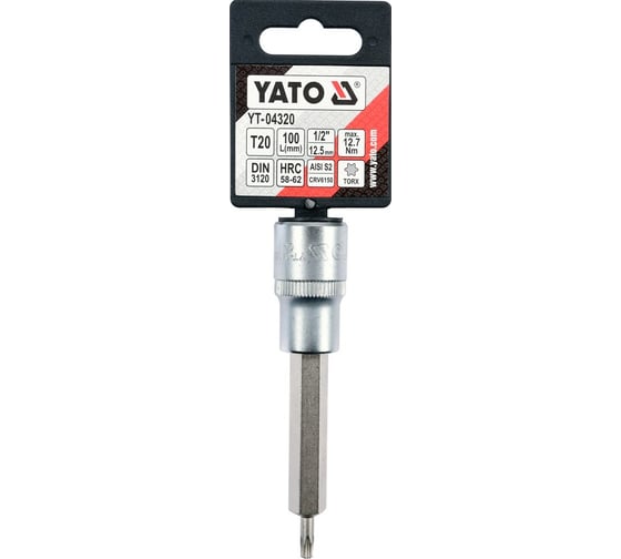 Головка торцевая с вставкой TORX (Т20; 100 мм; 1/2") YATO YT-04320