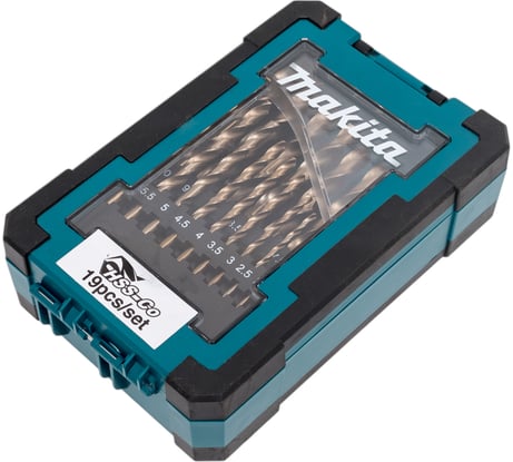 Набор сверл по металлу (19 шт; 1-10 мм; шаг 0.5 мм; HSS-Сo) Makita D-67561