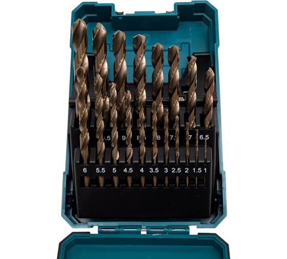 Набор сверл по металлу (19 шт; 1-10 мм; шаг 0.5 мм; HSS-Сo) Makita D-67561
