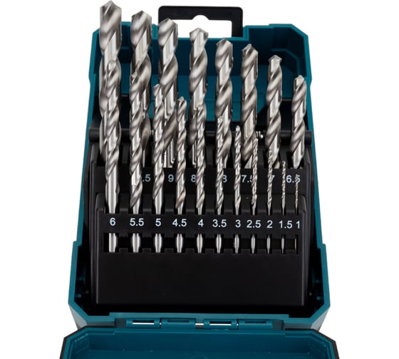 Набор сверл по металлу (19 шт; 1-10 мм; шаг 0.5 мм; HSS-G) Makita D-67549