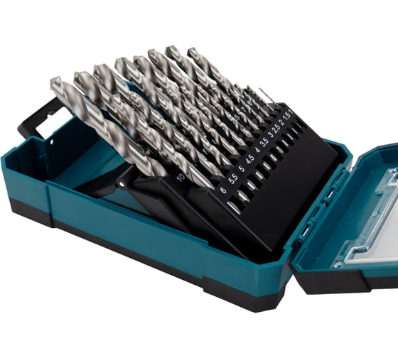 Набор сверл по металлу (19 шт; 1-10 мм; шаг 0.5 мм; HSS-G) Makita D-67549