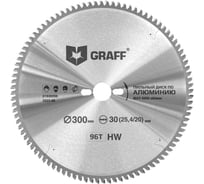 Пильный диск по алюминию GRAFF 300х2.5/3.2х30/25.4/20х96Т Expert 21930096