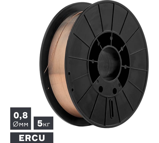 Проволока сварочная ПТК MIG, медь ERCU, 0.8 мм, 5 кг СК-00043927 1