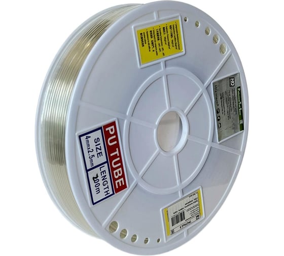 Трубка HQ-mech TPUT 4x2.5 прозрачная, 15 бар, полиуретановая, бухта, 200 м УТ000003995 1