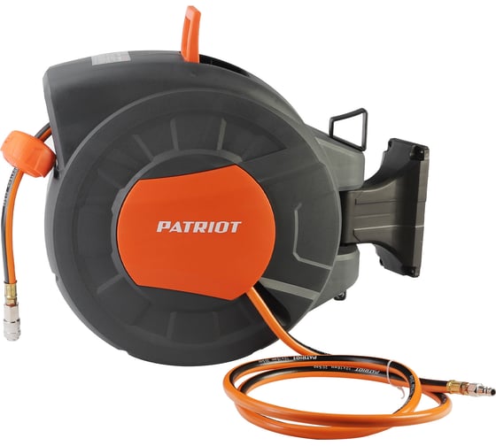 Шланг пневматический армированный на автоматической катушке Patriot PHC 15/16H (прямой, гибрид, 15 м, 10х16 мм, 20/60 бар) 520002440