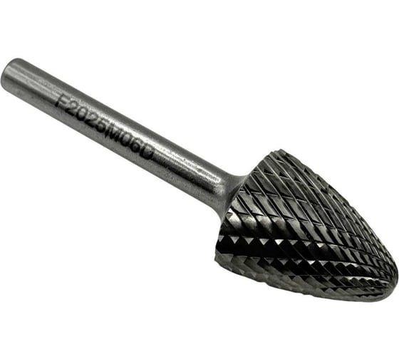 Бор-фреза твердосплавная TORNERI тип F202506 (сфероконическая), 20.0 мм, хвостовик 6 мм, двойная насечка Т025364 1