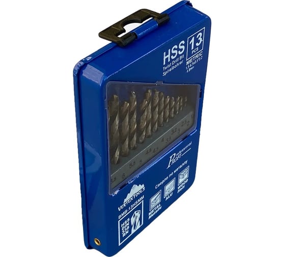 Набор сверл по металлу HSS 13 шт, 1.5-6.5 мм Vertextools 0987-13