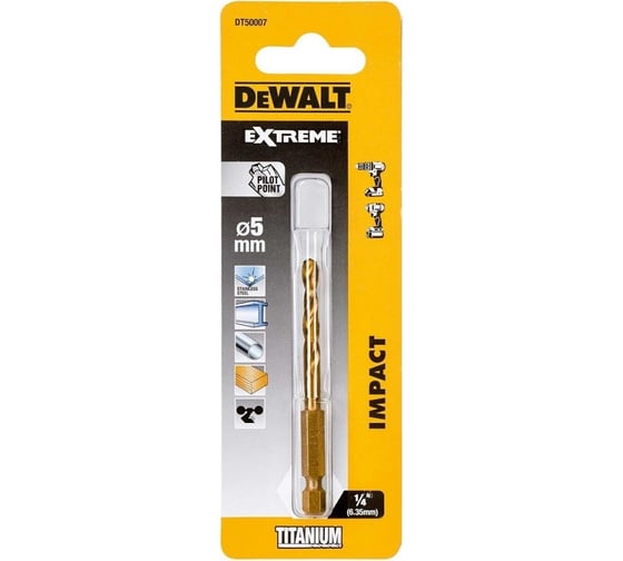 Сверло Impact TITANIUM Drill Bit 5х46х77.5 мм Dewalt DT50007-QZ