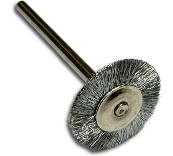 Щетка дисковая миниатюрная Д19мм, стальная 0,10мм, хвостовик 3мм Lessmann 410222