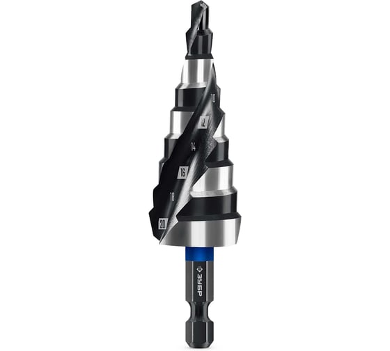 Сверло ступенчатое Зубр BLACK FORCE 4-20 мм, 9 ступеней, винтовая проточка, ПРОФЕССИОНАЛ 29671-4-20-9 1