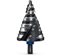 Сверло ступенчатое Зубр BLACK FORCE 6-52 мм, 12 ступеней, винтовая проточка, ПРОФЕССИОНАЛ 29671-6-52-12