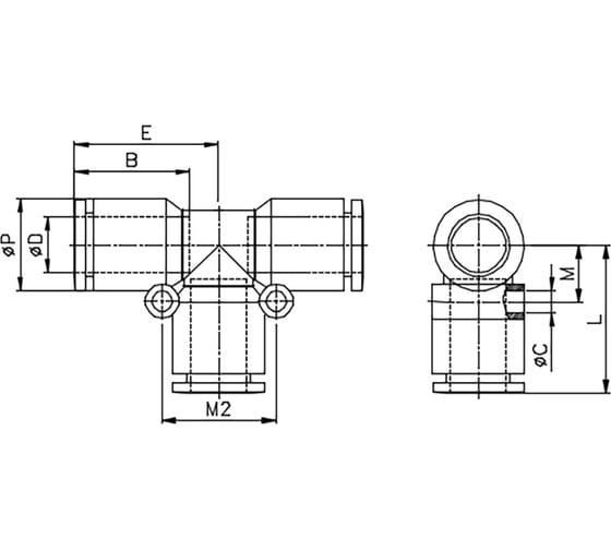 Фитинг Т-образный пластиковый 8 мм CDC Pneumatics MPUT 08N