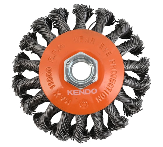 Проволочная насадная щетка (узловая) 100мм M14×2мм KENDO 76001329 1