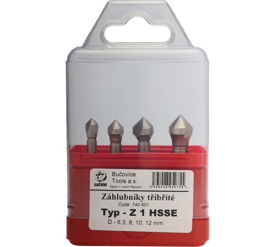 Набор зенковок (4 шт; 6.3-12 мм; 90 градусов; HSSE-Co5; 3z) Bucovice Tools 740801 1