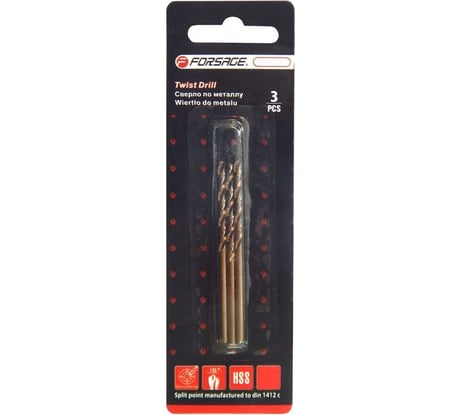 Сверло по металлу в блистере (3 шт; 2.5 мм; HSS-Co) Forsage F-DS325H 19822