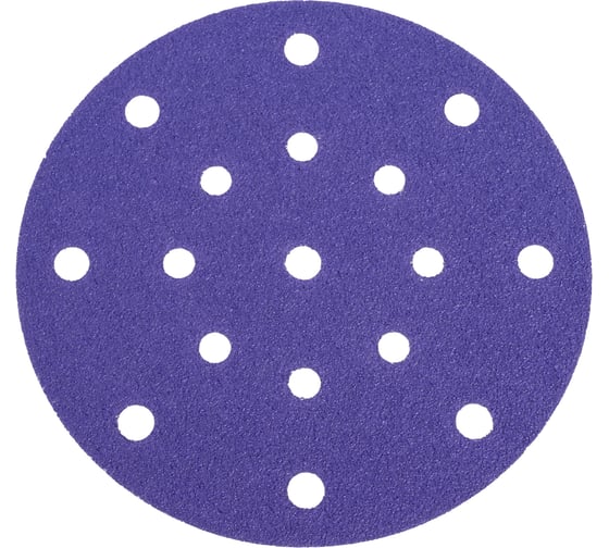 Круг абразивный AUTOP Professional 90/150 зерно 60, 150мм, 17 отв, фиолетовый, 50 шт ATP-AM90/150-60/V 1