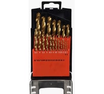 Набор сверл по металлу ц/х Advancetool 1-10мм, 19 шт, HSS6542M2 (Р6М5) c TiN покрытием H8 DIN338 ADT-НСЦХ1-10Т6542