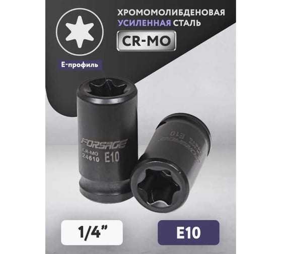 Головка ударная Е-профиль (E10; 1/4") Forsage 47993 F-24610