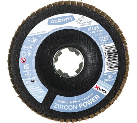 Диск абразивный лепестковый Zircon Power X-Lock K40 125 мм DRONCO 5932384100